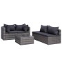 Set Divani da Giardino 7 pz con Cuscini in Polyrattan Grigio