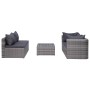 Set Divani da Giardino 7 pz con Cuscini in Polyrattan Grigio