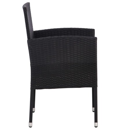 Set da Pranzo da Giardino 7 pz in Polyrattan Nero