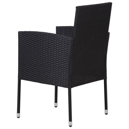 Set da Pranzo da Giardino 7 pz in Polyrattan Nero