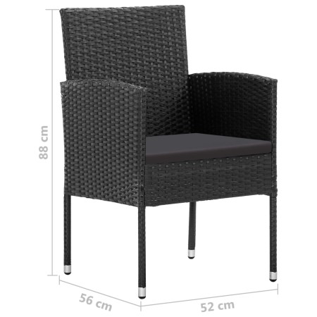 Set da Pranzo da Giardino 7 pz in Polyrattan Nero