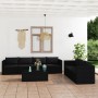 Set Divani da Giardino 8 pz con Cuscini in Polyrattan Nero