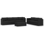 Set Divani da Giardino 8 pz con Cuscini in Polyrattan Nero