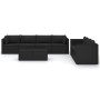 Set Divani da Giardino 8 pz con Cuscini in Polyrattan Nero