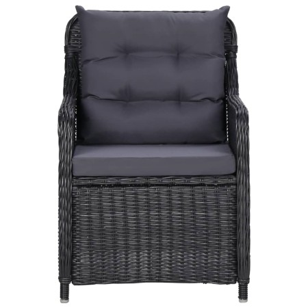 Set da Pranzo da Giardino 7 pz in Polyrattan Nero