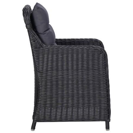 Set da Pranzo da Giardino 7 pz in Polyrattan Nero