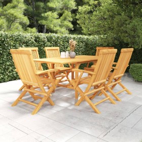 Set da Pranzo da Giardino 7 pz in Legno Massello di Teak