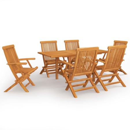 Set da Pranzo da Giardino 7 pz in Legno Massello di Teak