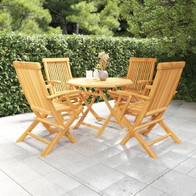 Set da Pranzo da Giardino 5 pz in Legno Massello di Teak