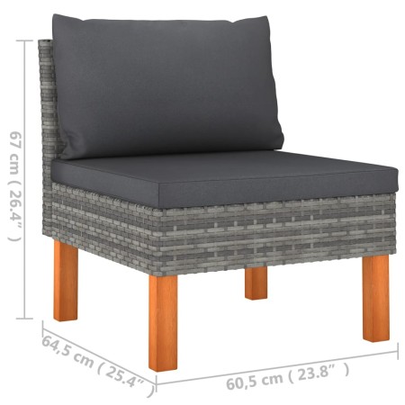 Set Divani da Giardino 8 pz con Cuscini in Polyrattan Grigio