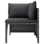 Set Divani da Giardino 6 pz con Cuscini in Polyrattan Grigio