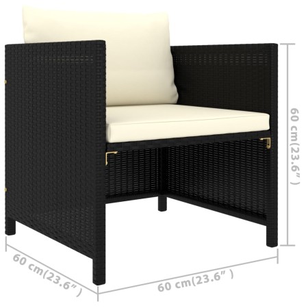 Set Divani da Giardino 6 pz con Cuscini in Polyrattan Nero