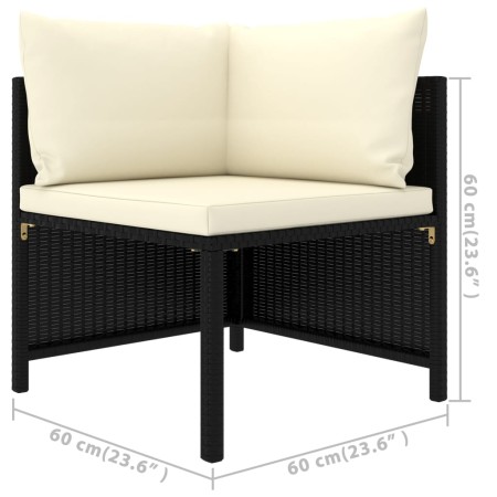 Set Divani da Giardino 6 pz con Cuscini in Polyrattan Nero