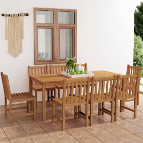 Set da Pranzo per Esterni 9 pz in Legno Massello di Teak