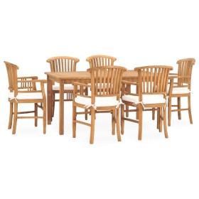 Set da Pranzo da Giardino 7 pz con Cuscini in Legno di Teak