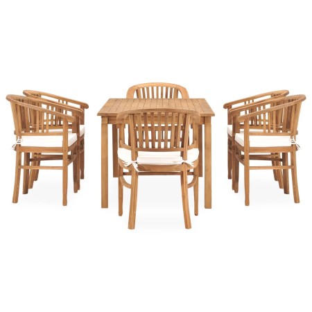 Set da Pranzo da Giardino 7 pz con Cuscini Legno di Teak