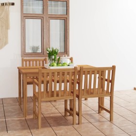 Set da Pranzo per Esterni 5 pz in Legno Massello di Teak