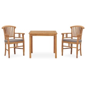 Set da Pranzo da Giardino 3 pz con Cuscini in Legno di Teak