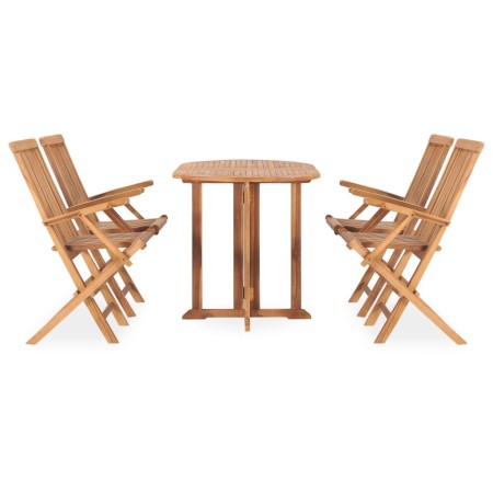 Set da Pranzo da Giardino 5 pz Pieghevole in Massello di Teak