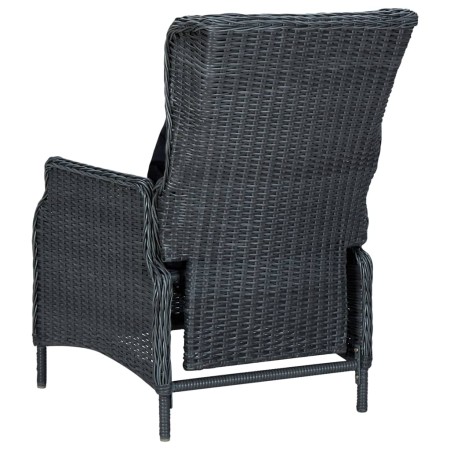 Set Pranzo da Giardino 9 pz con Cuscini Polyrattan Grigio Scuro