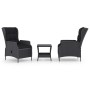 Set Divani da Giardino 3 pz con Cuscini Polyrattan Grigio Scuro
