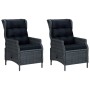 Set Divani da Giardino 3 pz con Cuscini Polyrattan Grigio Scuro