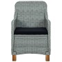 Set Pranzo da Giardino 9pz con Cuscini Polyrattan Grigio Chiaro