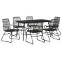 Set da Pranzo da Giardino 7 pz Nero in Rattan PVC