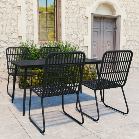 Set da Pranzo da Giardino 5 pz in Polyrattan e Vetro