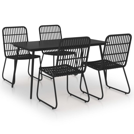 Set da Pranzo da Giardino 5 pz in Polyrattan e Vetro