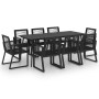 Set da Pranzo da Giardino 9 pz in Rattan PVC Nero