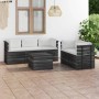 Set Divani da Giardino su Pallet 6 pz con Cuscini Massello Pino