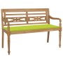 Panca Batavia e Cuscino Verde Brillante 120 cm Massello di Teak