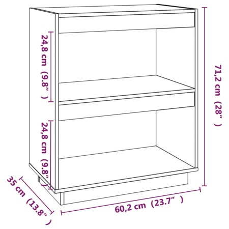 Libreria Grigia 60x35x71 cm in Legno Massello di Pino