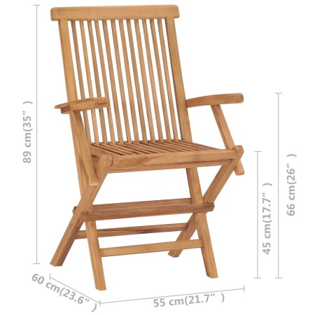 Sedie da Giardino 2 pz con Cuscini Azzurri Legno Massello Teak