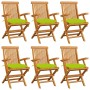 Sedie Giardino con Cuscini Verde Chiaro 6pz Legno Massello Teak