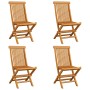Sedie da Giardino con Cuscini Beige 4 pz Massello di Teak