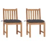 Sedie da Giardino 2 pz con Cuscini in Legno Massello di Teak