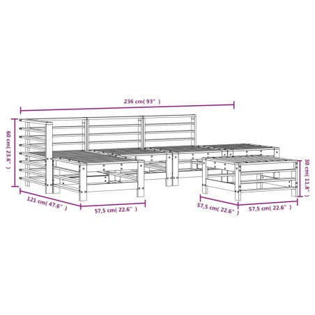 Set Salotto da Giardino 6 pz Miele in Legno Massello di Pino