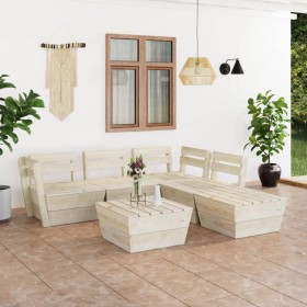 Set Divani da Giardino su Pallet 6 pz in Legno Abete Impregnato