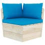 Set Divani da Giardino su Pallet 9 pz con Cuscini Legno Abete