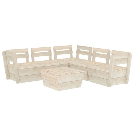 Set Divani da Giardino su Pallet 6 pz in Legno Abete Impregnato