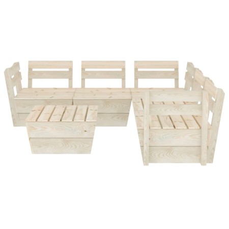 Set Divani da Giardino su Pallet 6 pz in Legno Abete Impregnato