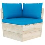 Set Divani da Giardino su Pallet 9 pz con Cuscini Legno Abete