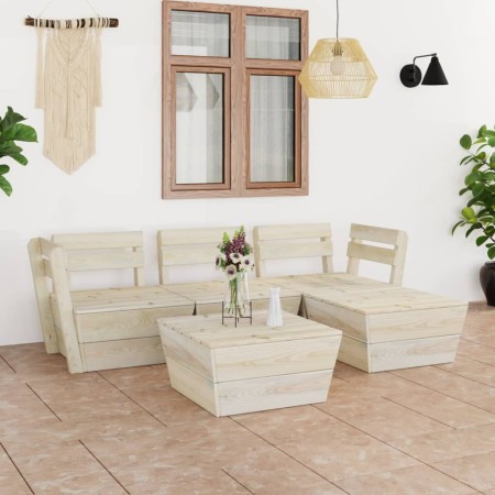 Set Divani da Giardino su Pallet 5 pz in Legno Abete Impregnato