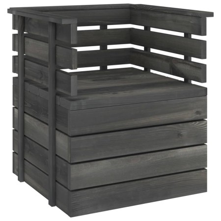 Set Divani da Giardino su Pallet 8 pz Legno Pino Grigio Scuro