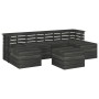 Set Divani da Giardino su Pallet 7 pz Legno Pino Grigio Scuro