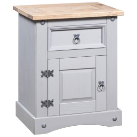 Comodino in Legno di Pino Messicano Corona Grigio 53x39x66 cm