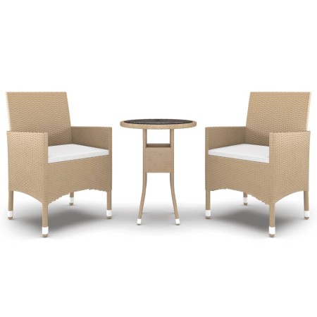 Set Mobili da Pranzo per Giardino 3 pz in Polyrattan Beige