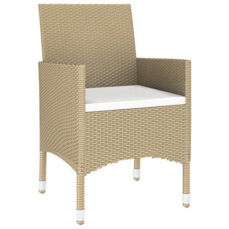 Set Mobili da Pranzo per Giardino 3 pz in Polyrattan Beige